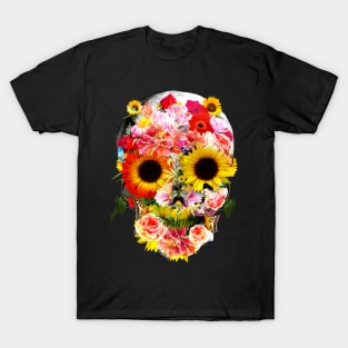 Sage Tribe Skull With sunflowers T-Shirt